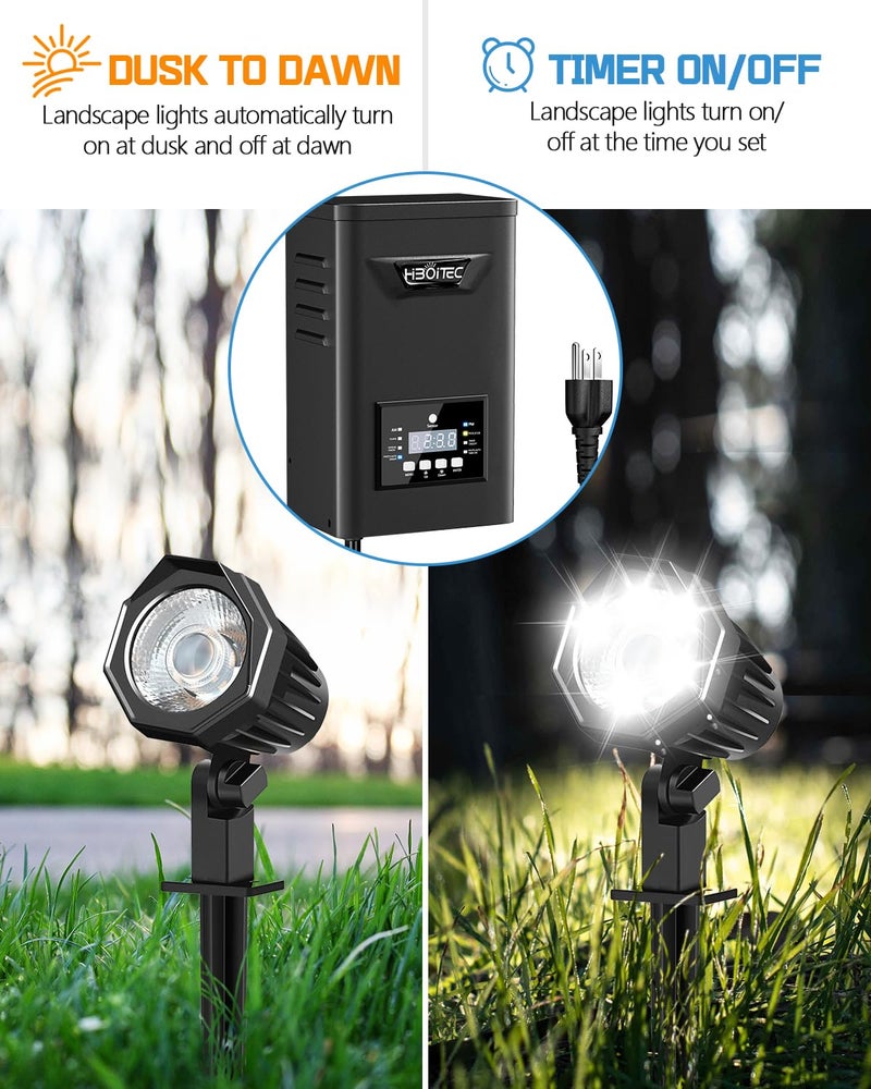 HIBOITEC 200W Low Voltage Landscape Transformer, Outdoor Lighting Transformer with Photocell Sensor and Timer, 120V AC to 12V/15V AC Waterproof Transformers for Landscape Lighting Path Lights - Image 3